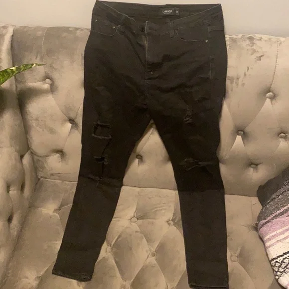 Labijou Jeans Black Ripped Pants Perfect Condition Poshmark